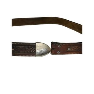 Vintage Tooled Leather‎ Brown Belt size 34 No Buckle